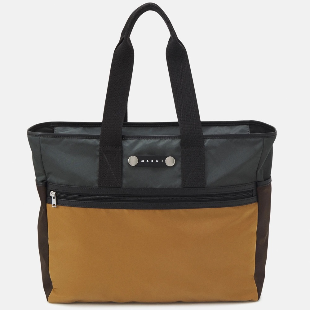 MARNI Nylon Hackney Tote Bag in Brown